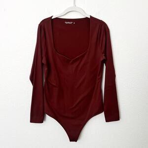 [Abercrombie & Fitch] Brown Sweetheart Neckline Long Sleeve Bodysuit Sz Large L